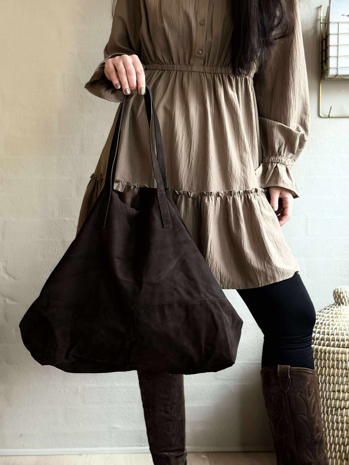 Shopper Julia suède - Dark coffee