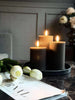 LED stompkaarsen grijs met groeven - Set van 3 stuks