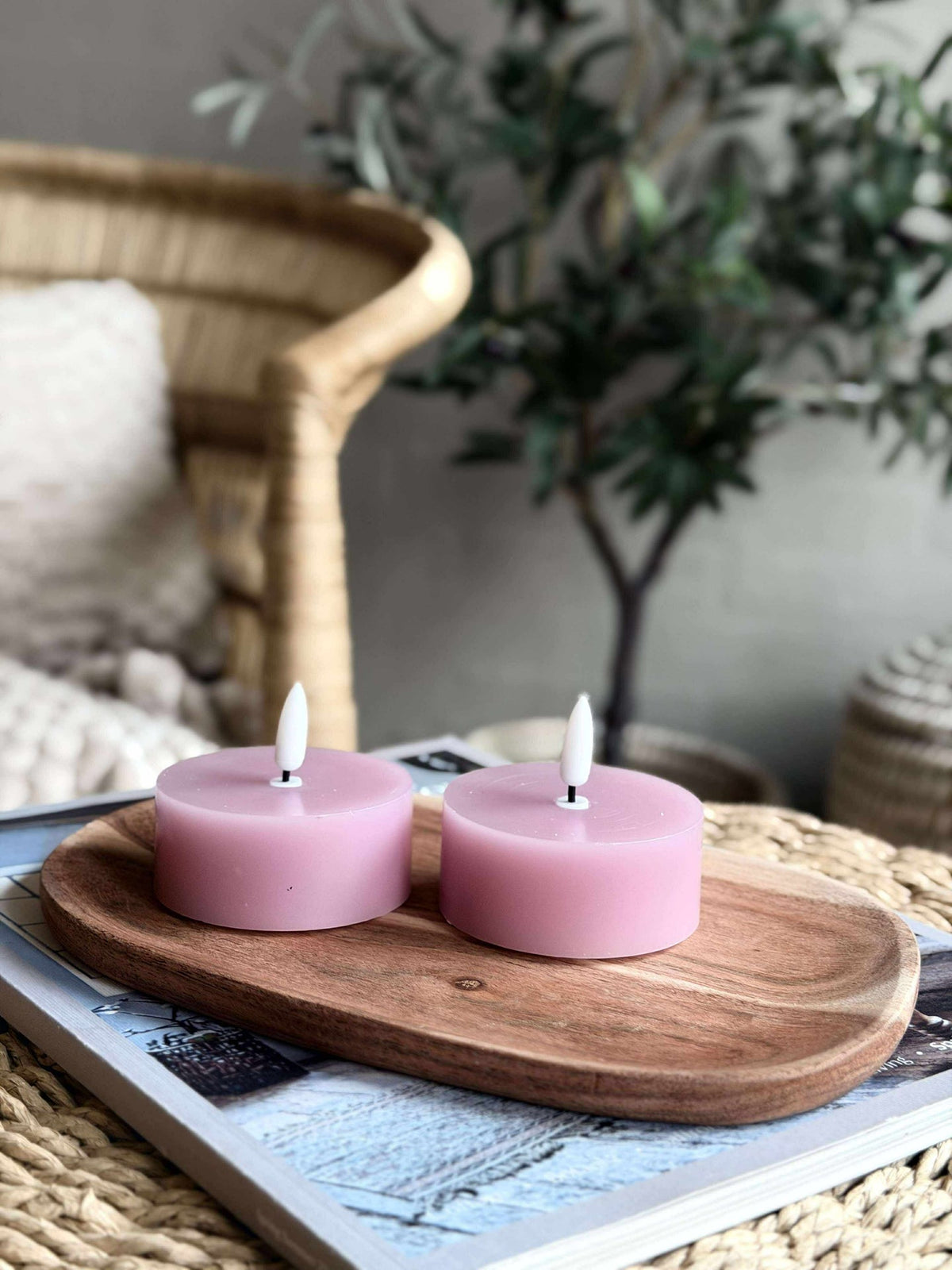 LED JUMBO Waxinelichtjes 2 stuks - Roze wax