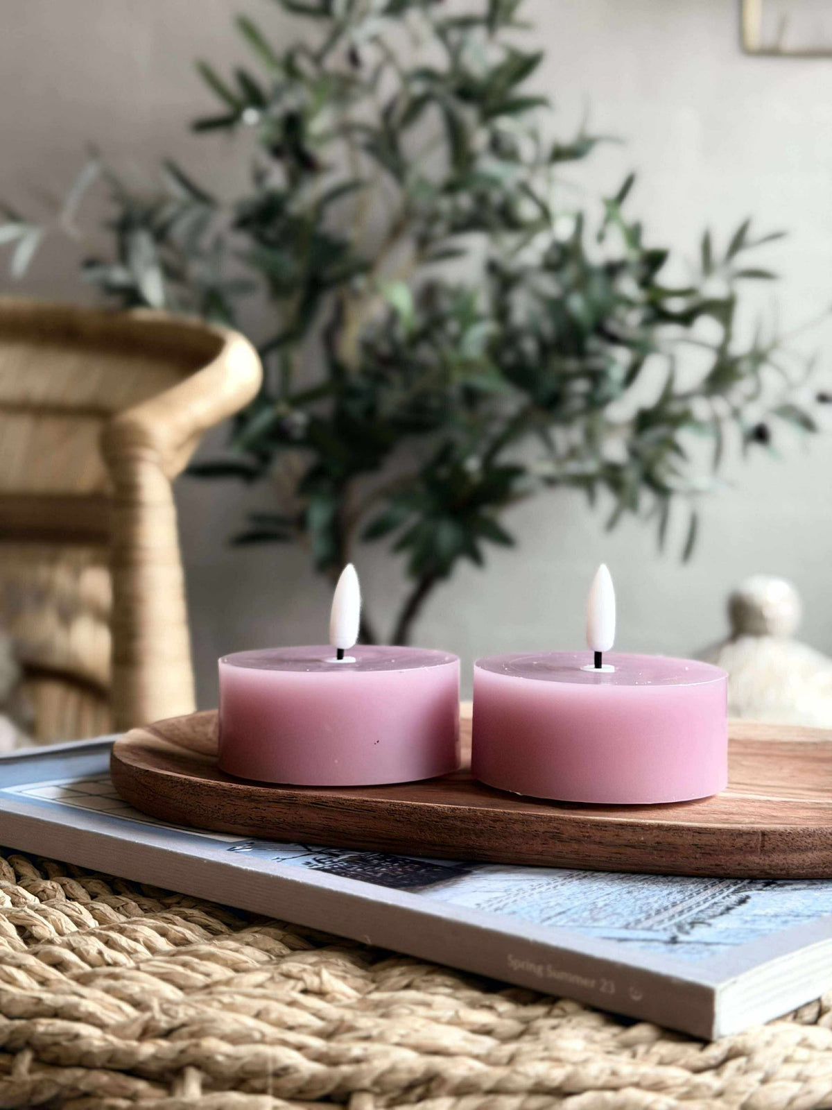 LED JUMBO Waxinelichtjes 2 stuks - Roze wax