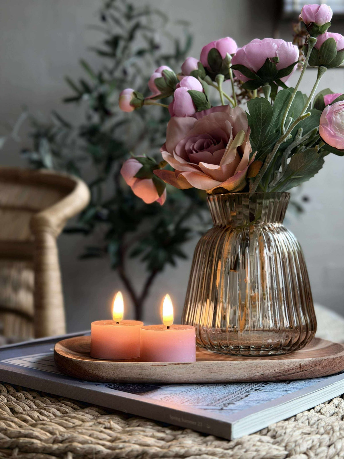 LED-theelichtjes 2 stuks - Roze was