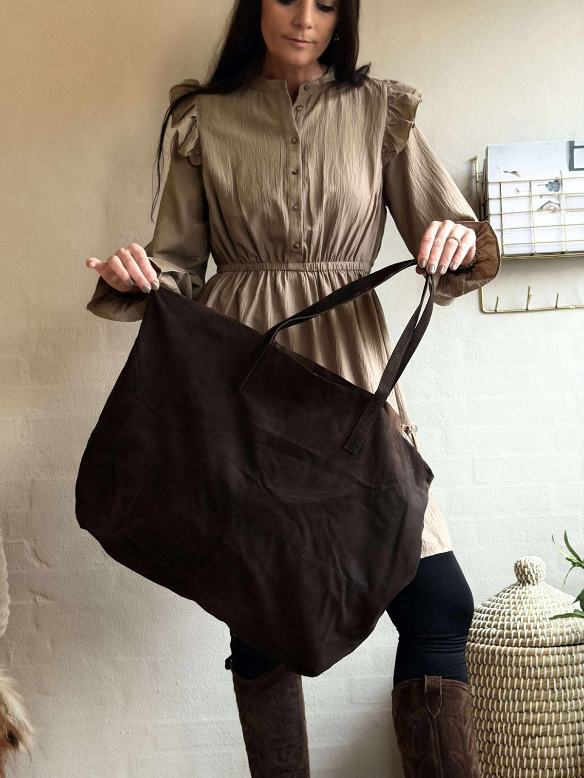 Shopper Julia suède - Dark coffee