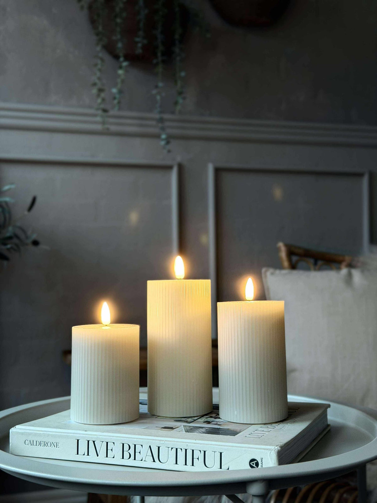 LED Stompkaars Mint met groeven - Set van 3 st.