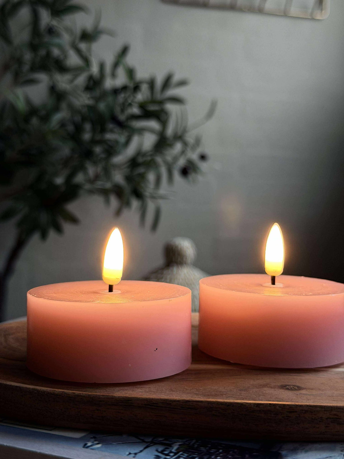 LED JUMBO Waxinelichtjes 2 stuks - Roze wax