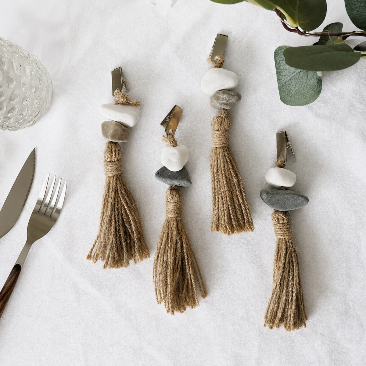 Tafellakenklemmen Nature - Set van 4 stuks