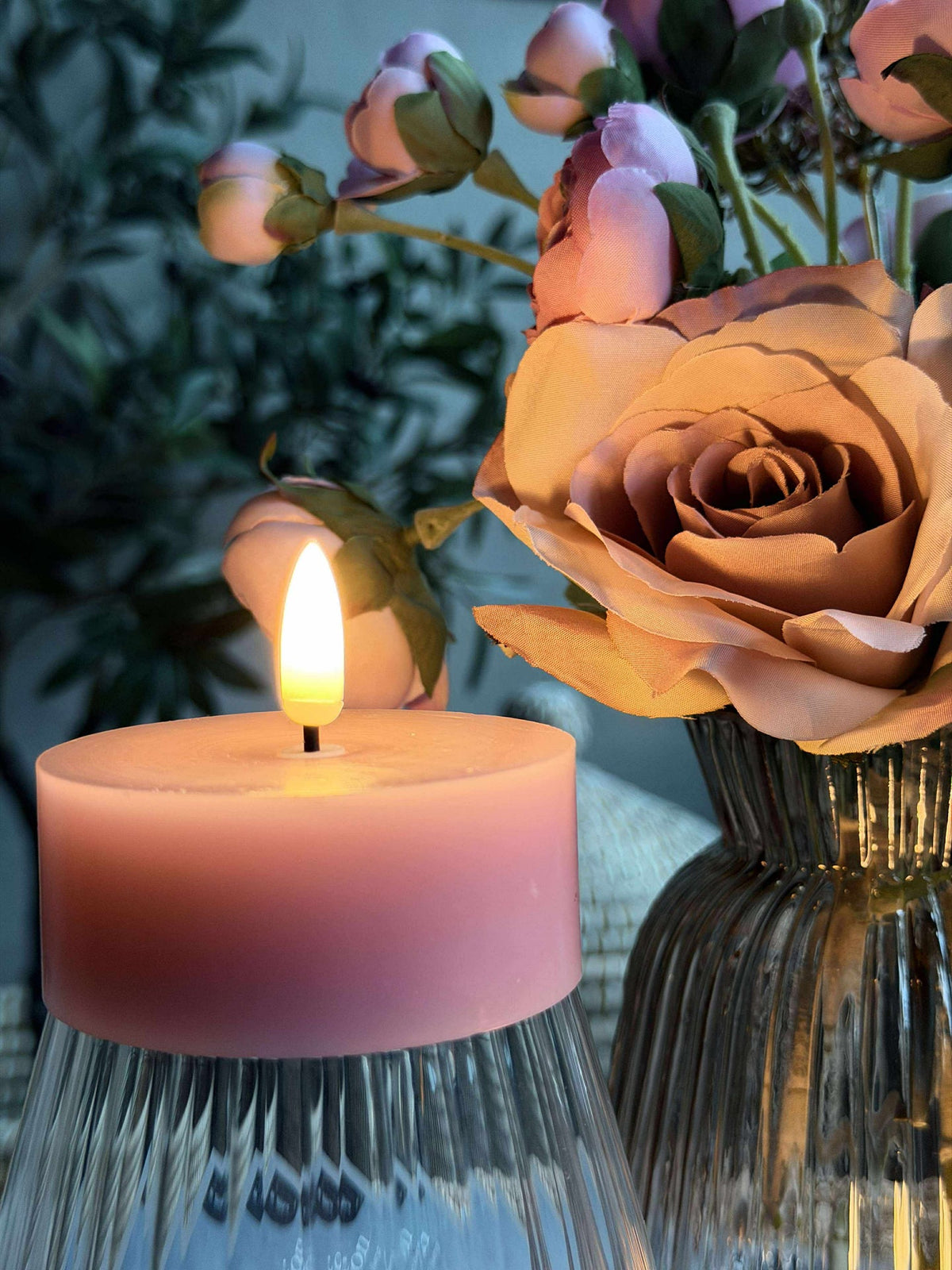 LED JUMBO Waxinelichtjes 2 stuks - Roze wax