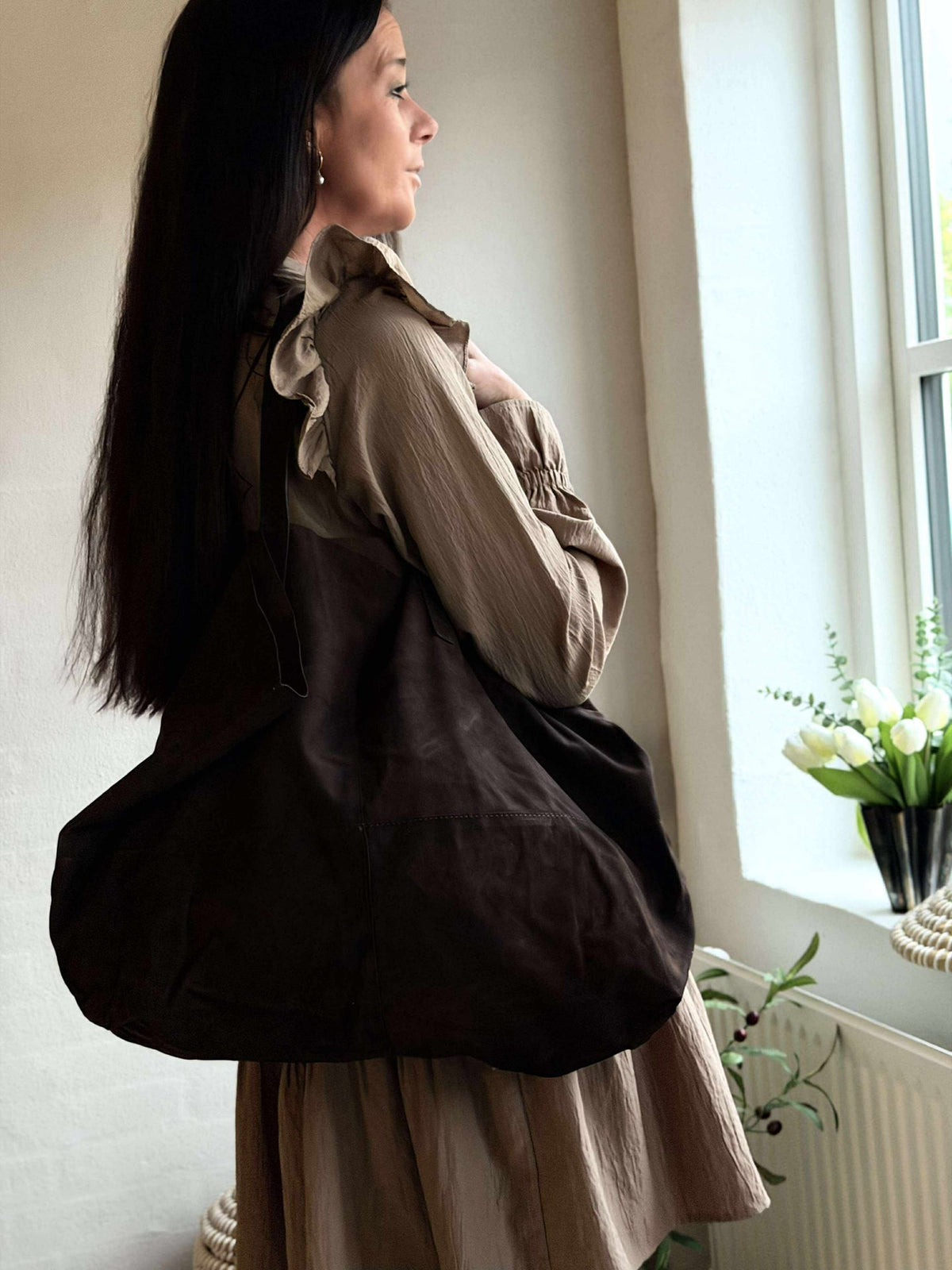 Shopper Julia suède - Dark coffee