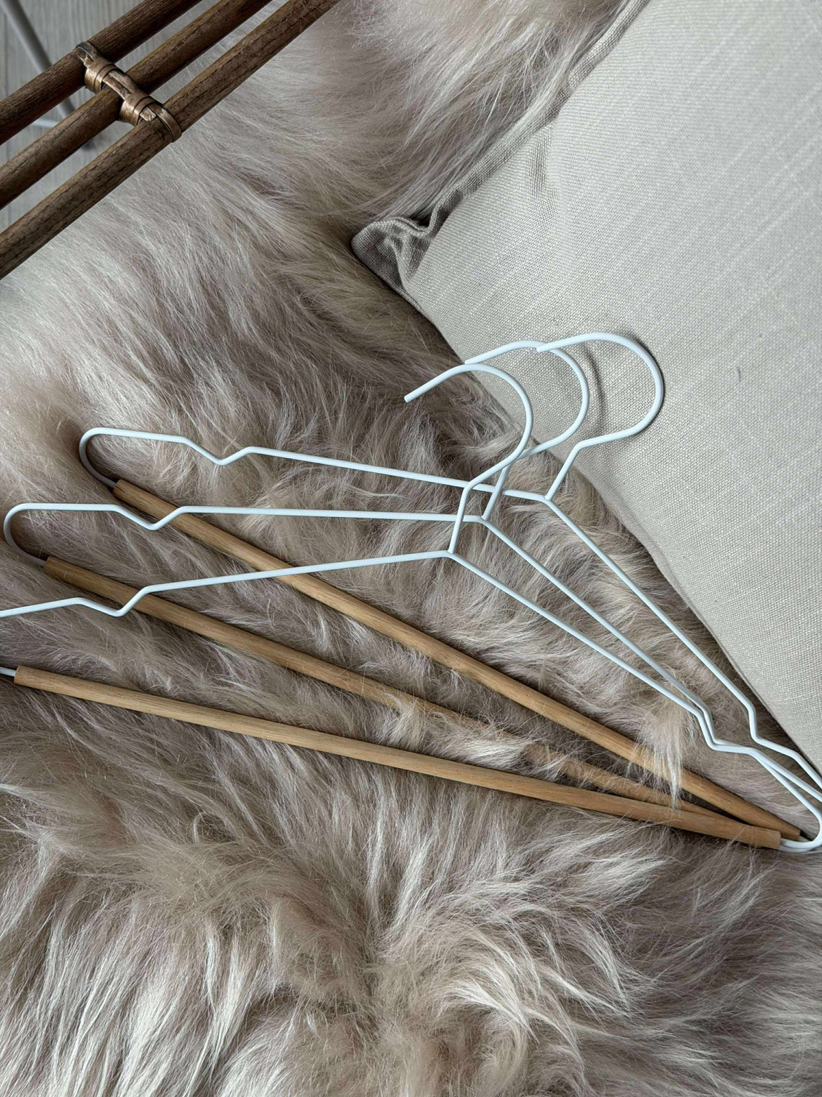 Kledinghangers set van 3 - metaal en hout