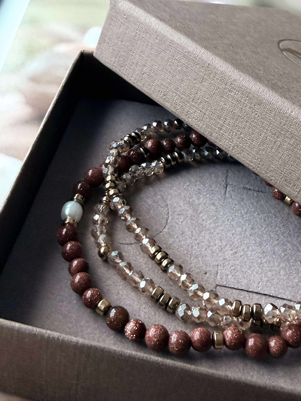 Armband Leah Natuur/Cognac – Set van 3 stuks