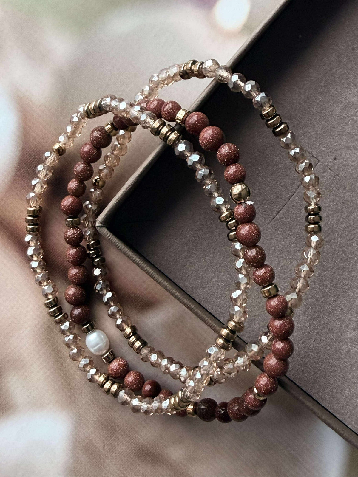 Armband Leah Natuur/Cognac – Set van 3 stuks