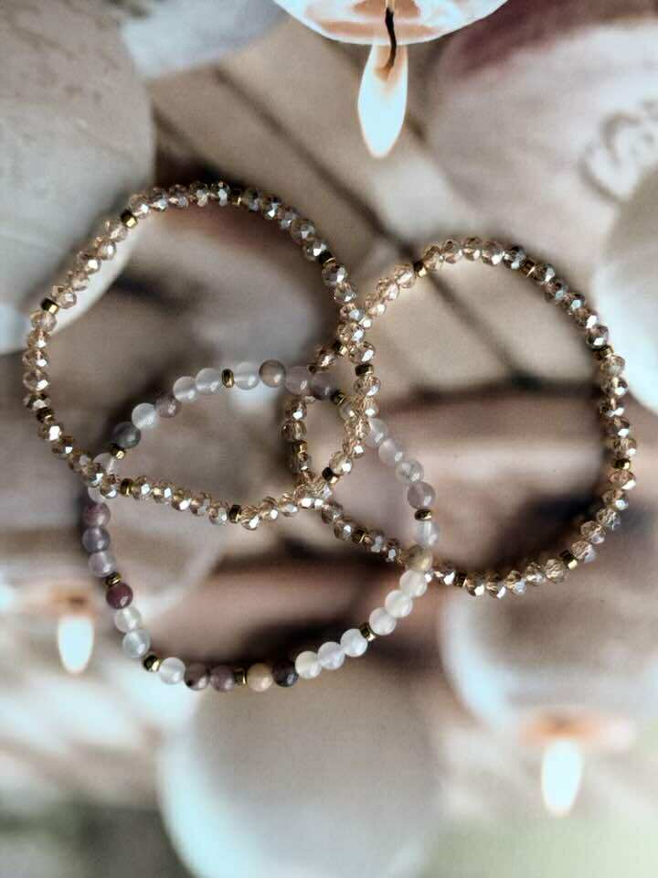 Armbanden Leah Blush/Natuur – Set van 3 stuks