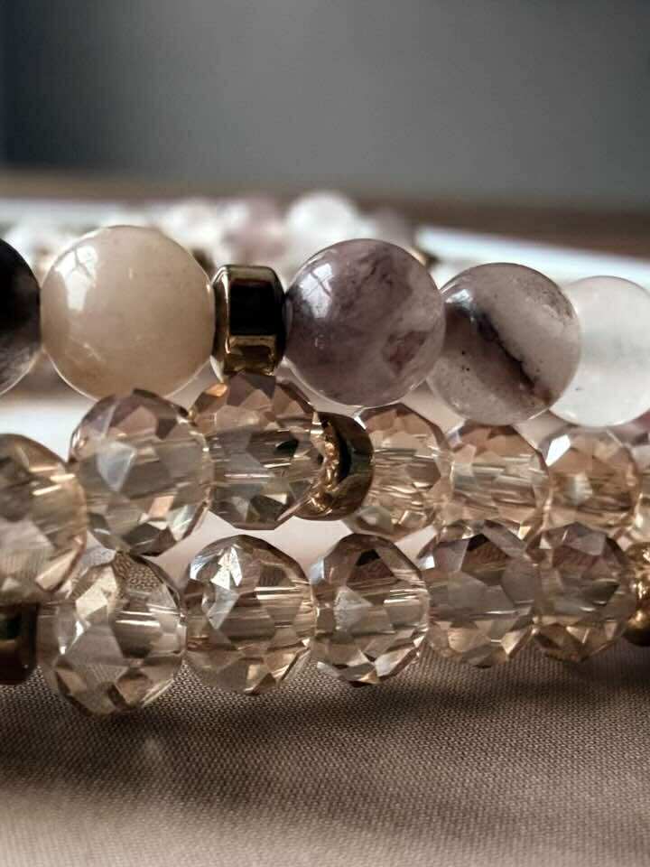 Armbanden Leah Blush/Natuur – Set van 3 stuks