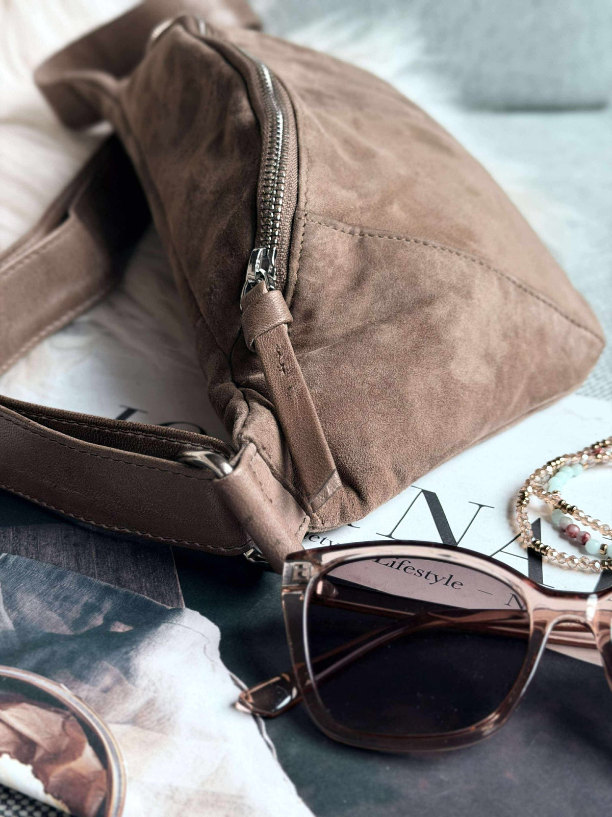 Bumbag JUNE Suède - Nude brown