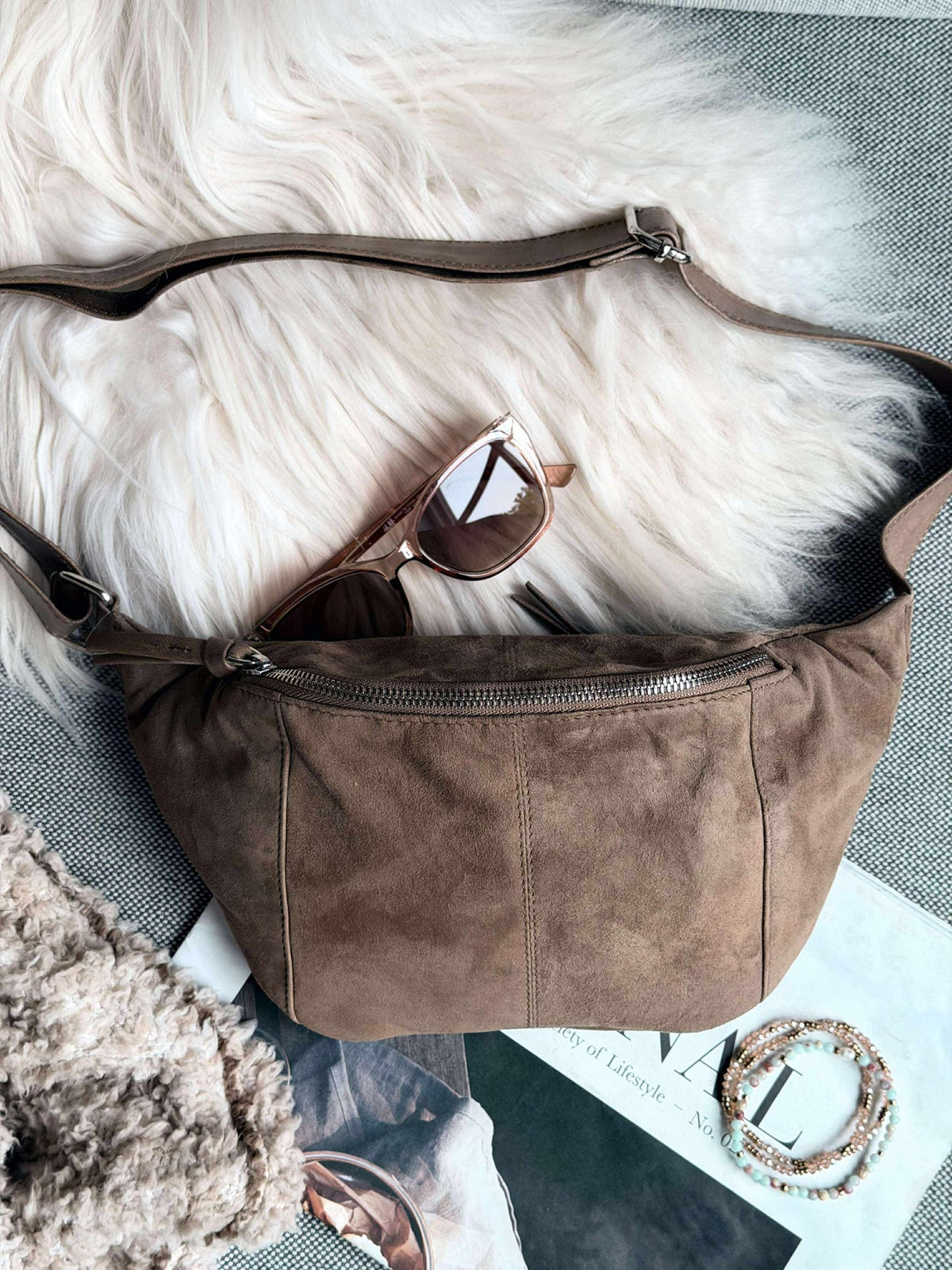 Bumbag JUNE Suède - Nude brown