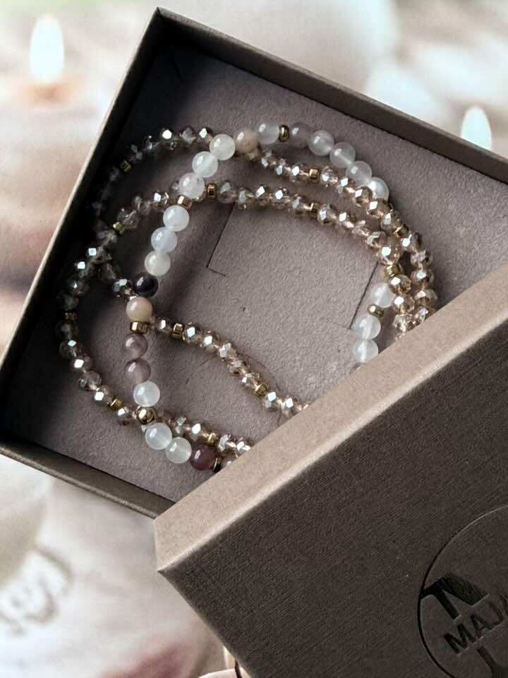 Armbanden Leah Blush/Natuur – Set van 3 stuks