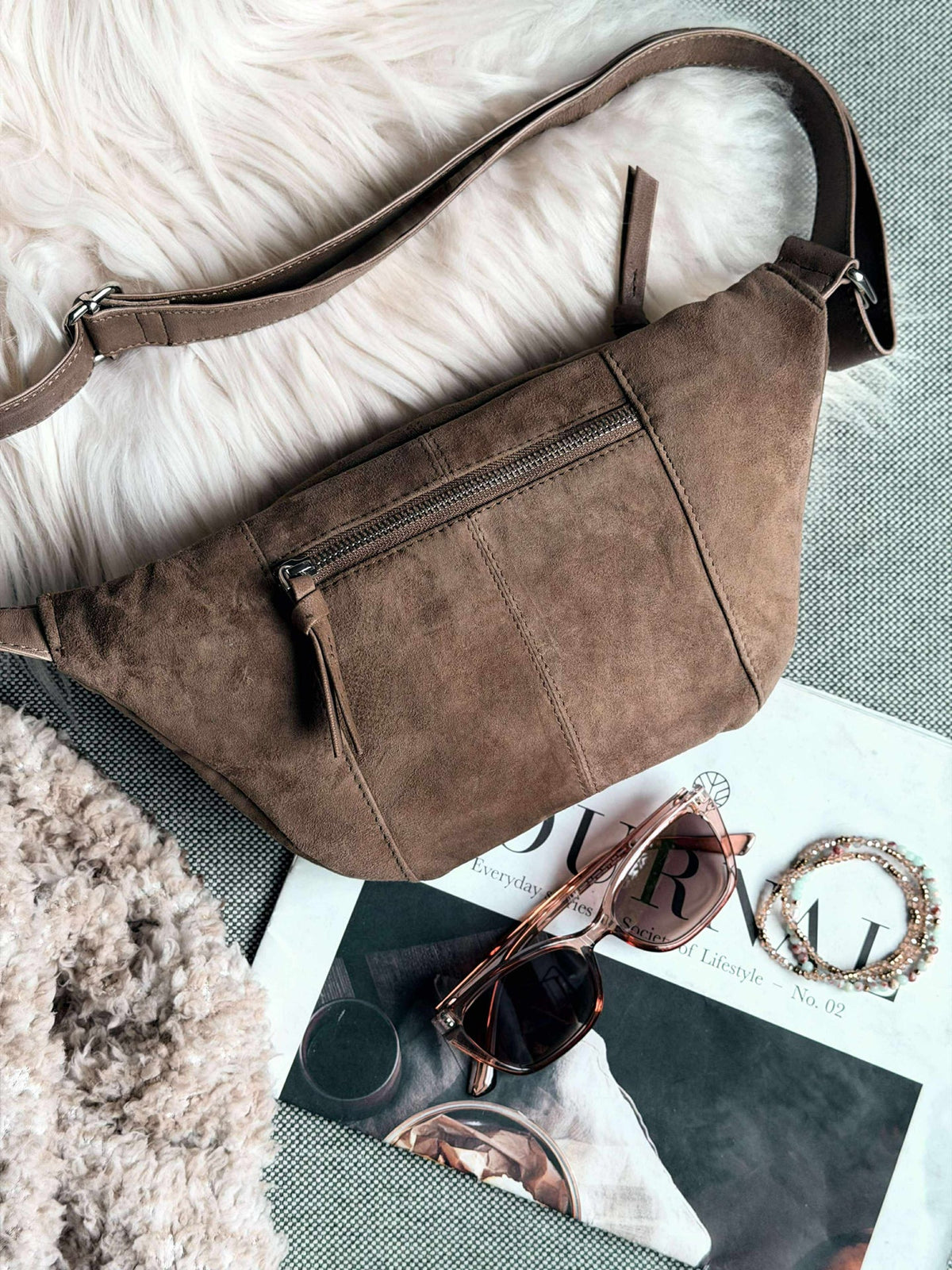 Bumbag JUNE Suède - Nude brown