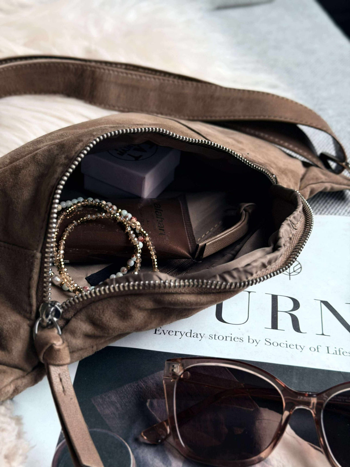 Bumbag JUNE Suède - Nude brown