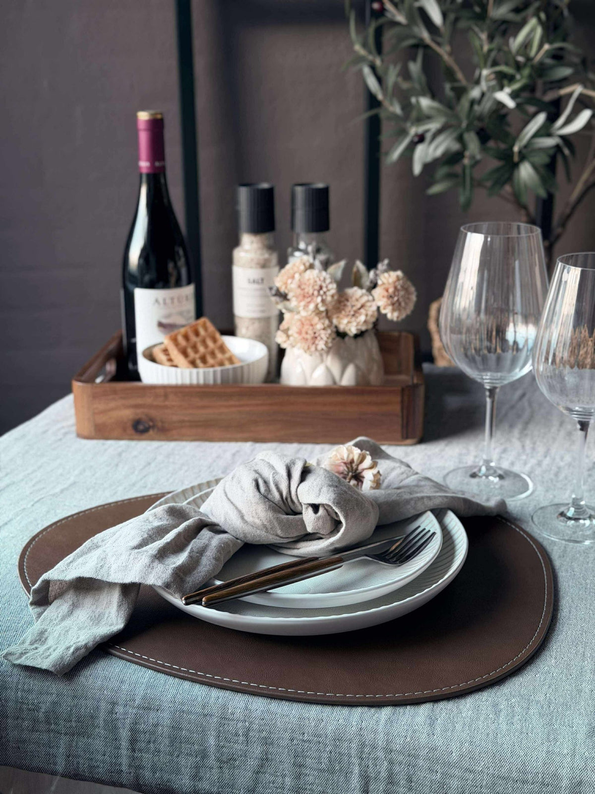 Placemat ovaal - Bruin