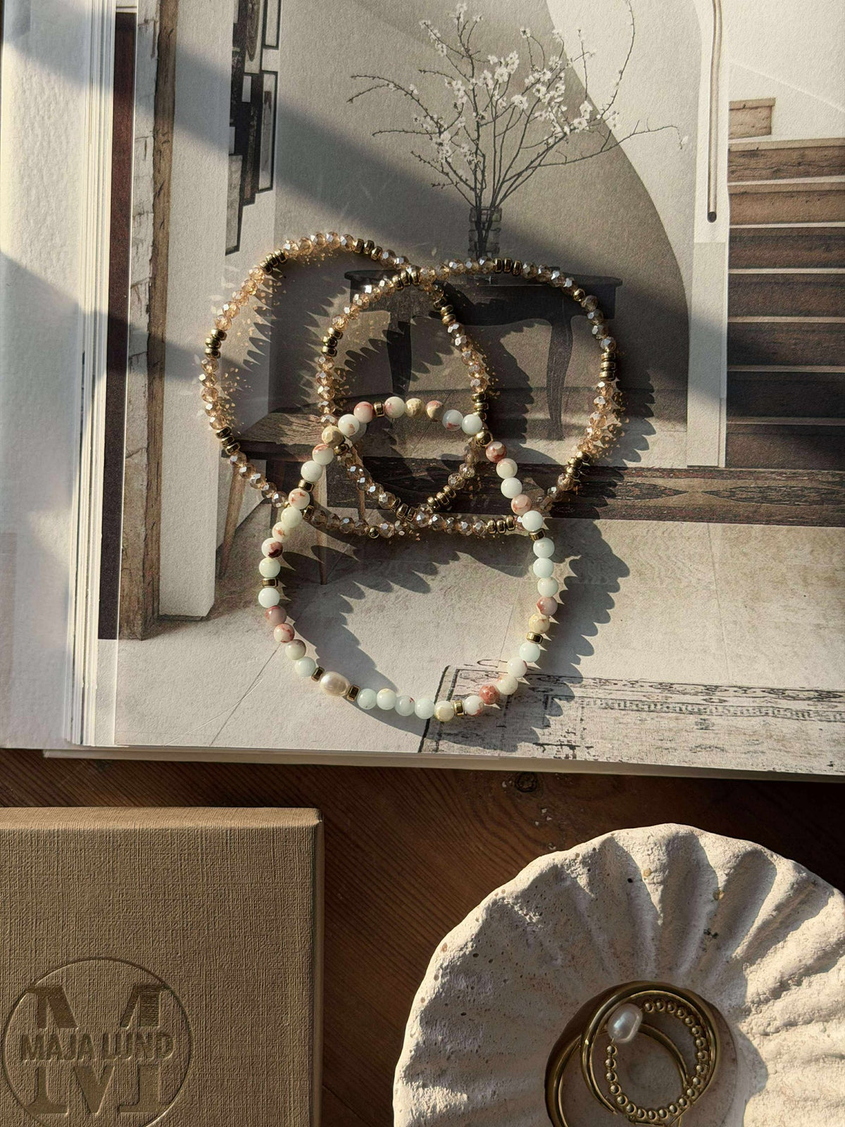 Armbanden Leah Sea Breeze/Natuur – Set van 3 stuks