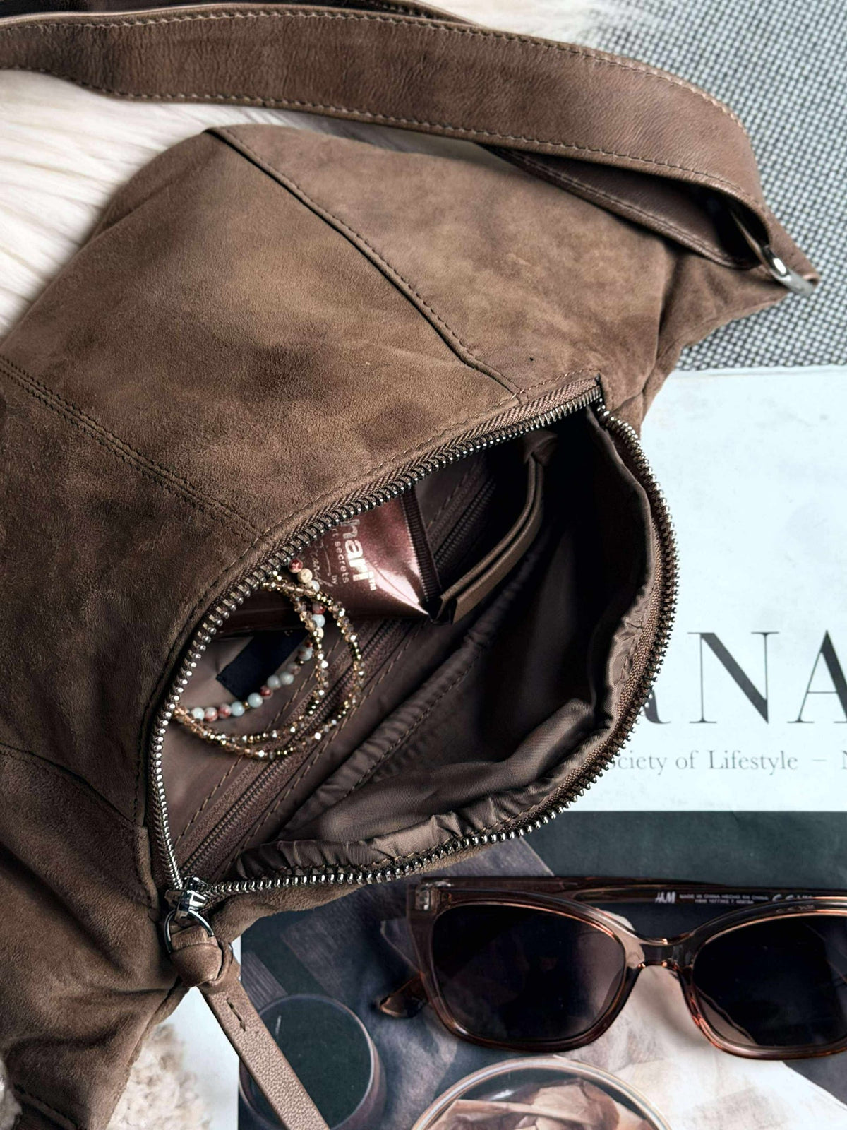 Bumbag JUNE Suède - Nude brown