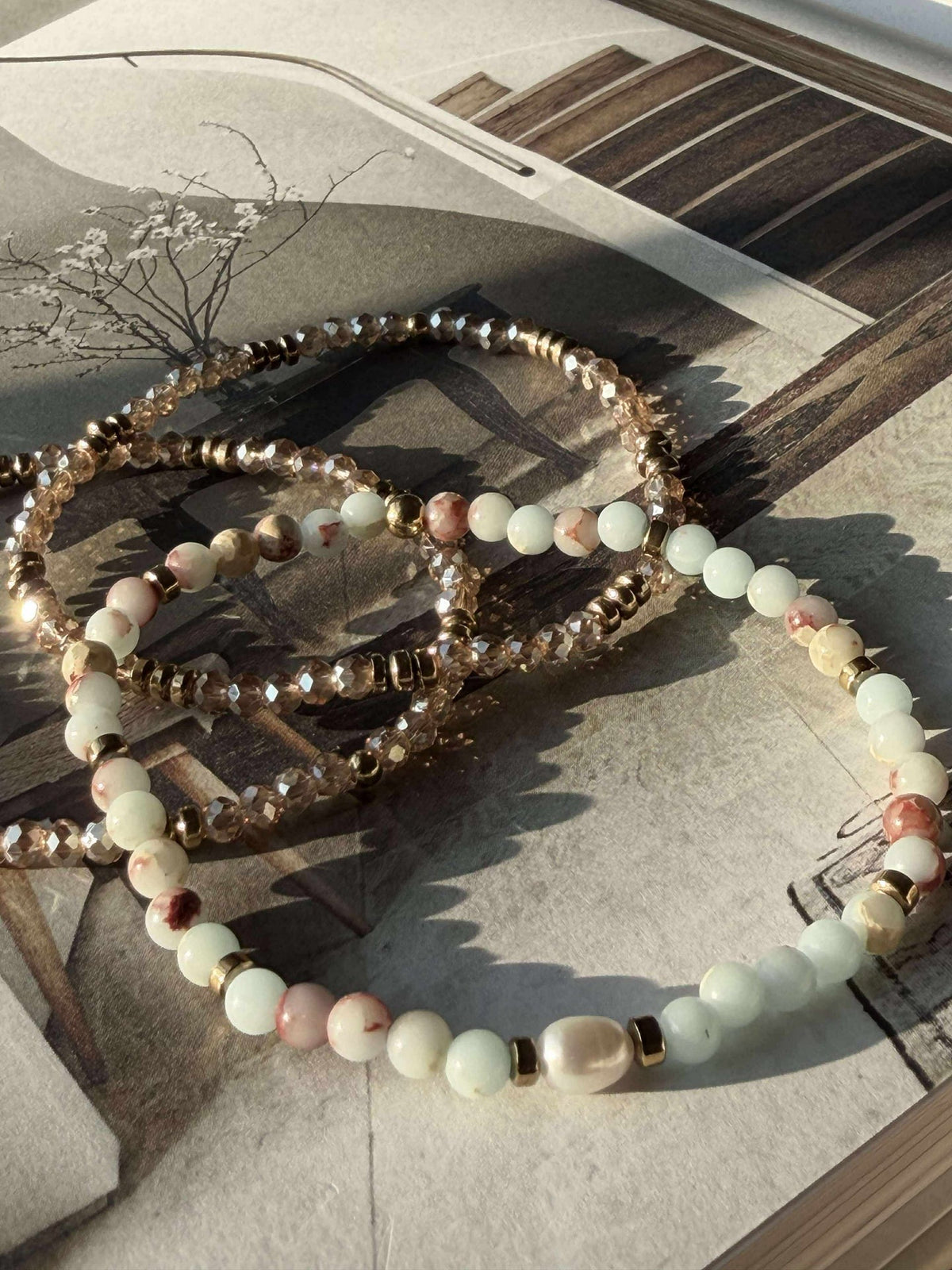 Armbanden Leah Sea Breeze/Natuur – Set van 3 stuks