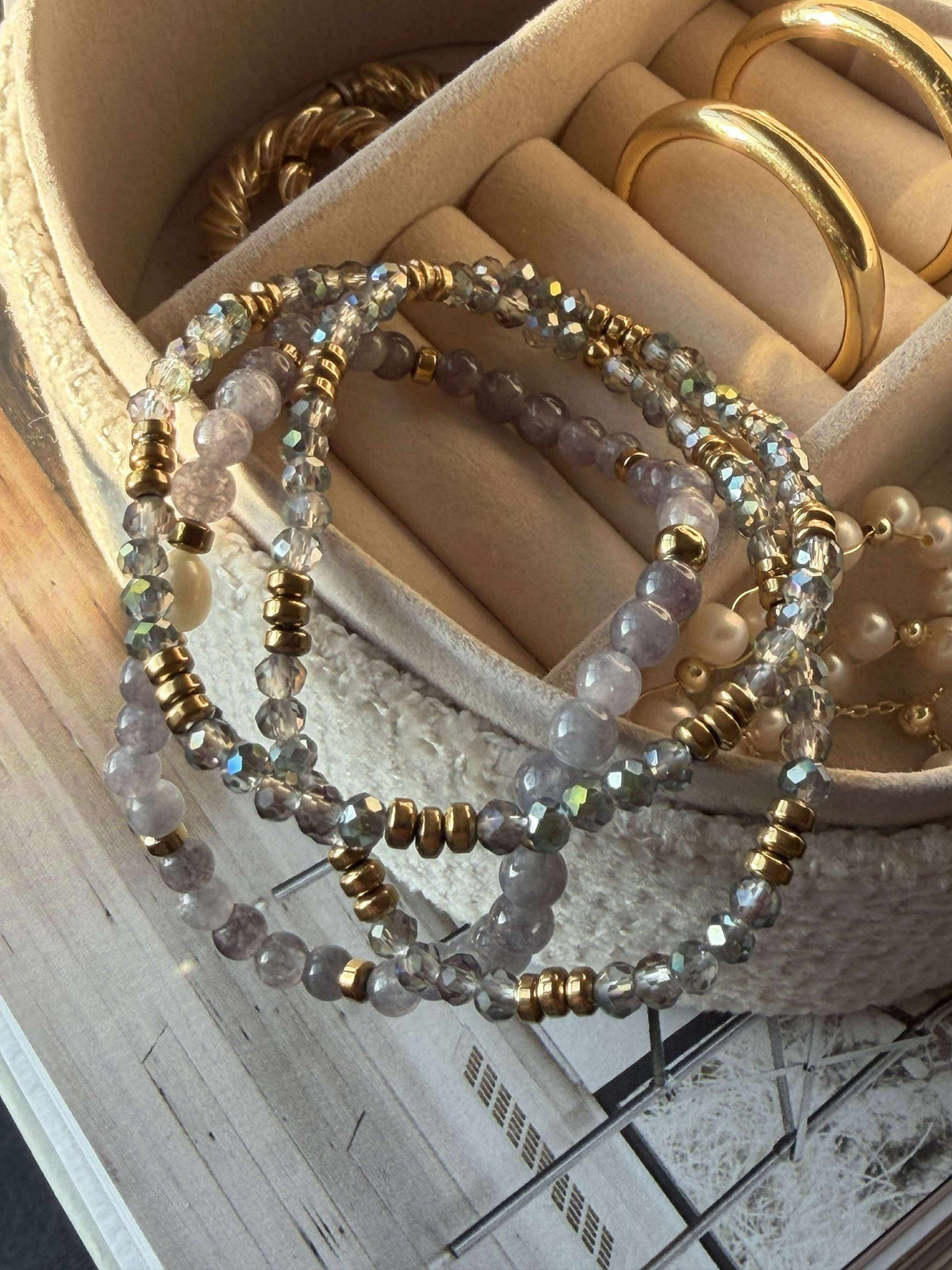 Armband Leah Lavendel/Stone – Set van 3 stuks