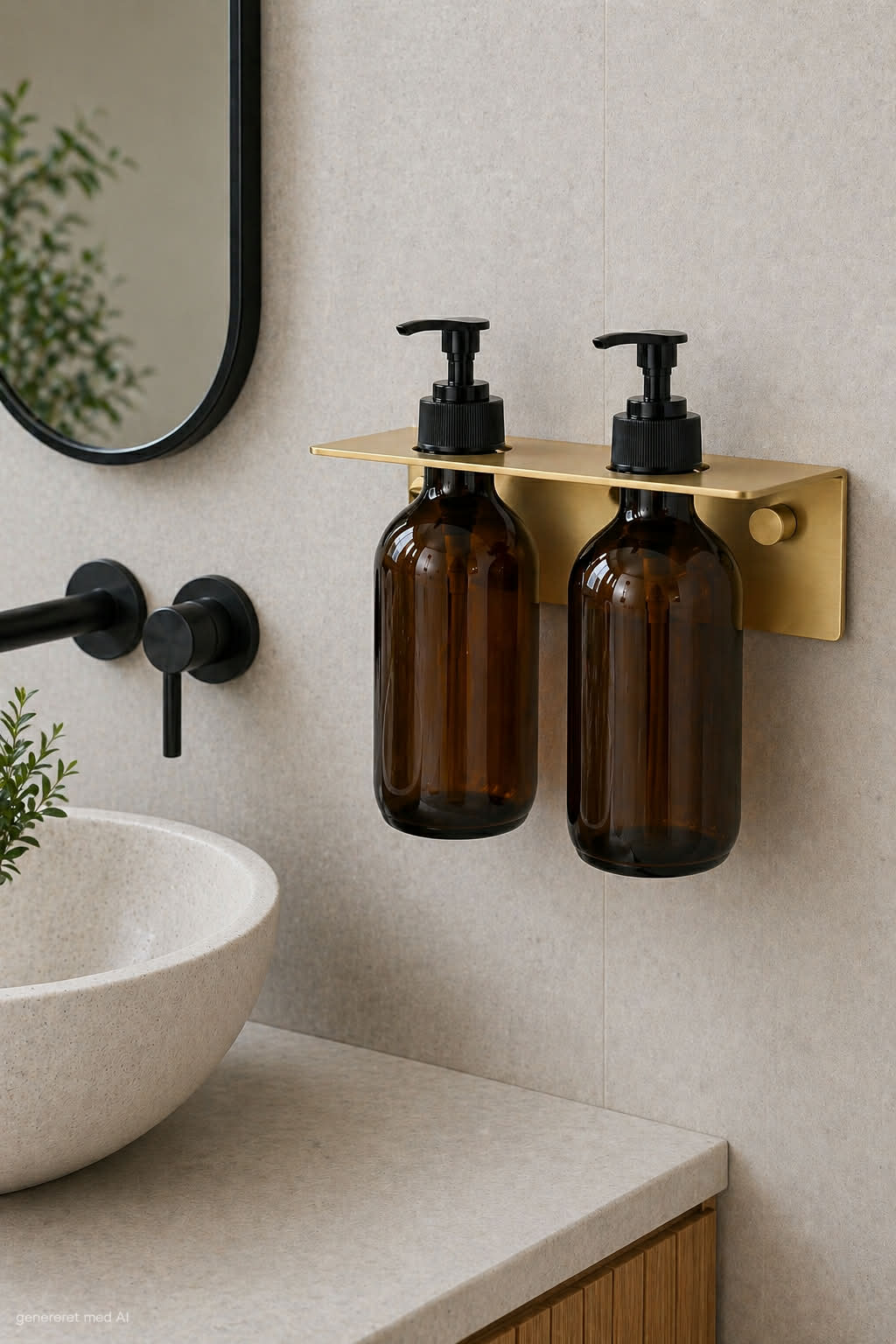 Dubbele houder voor dispenser - Messinglook
