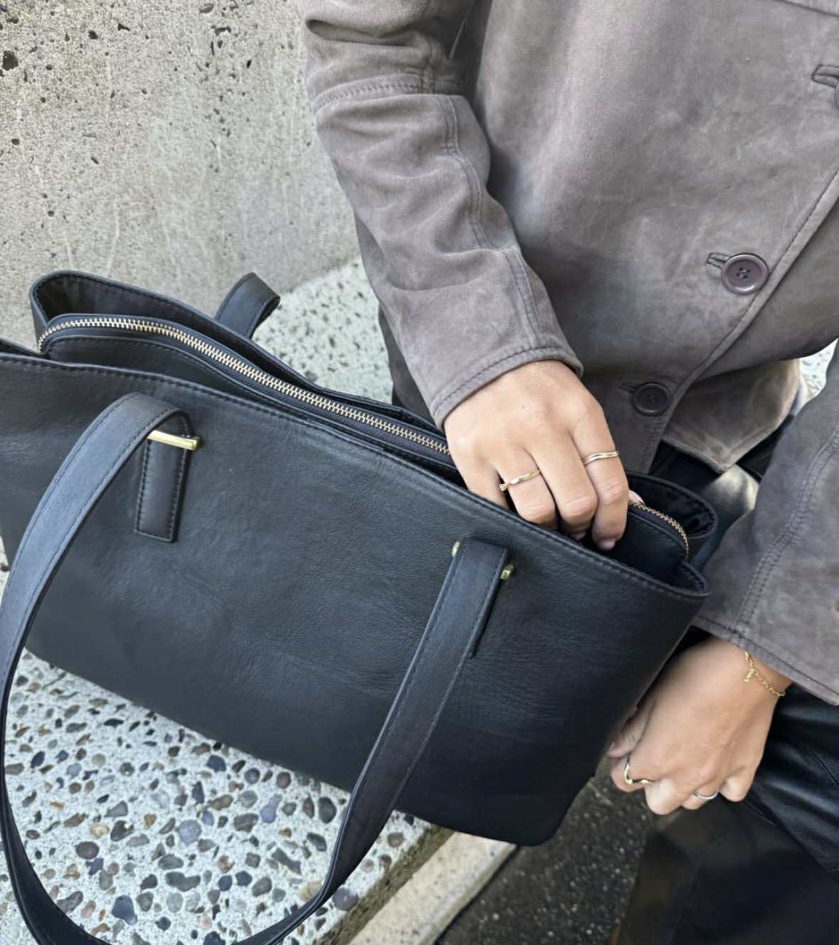 Werktas / shopper - Black leather