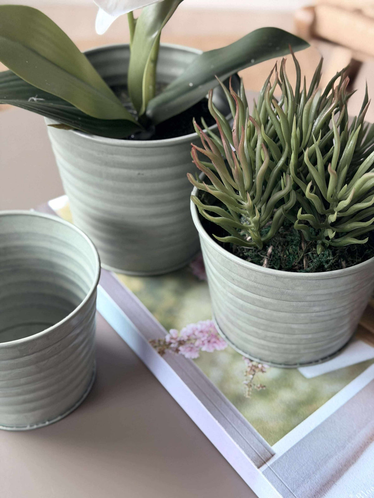 Plantenpotcover Zink - Set van 3 stuks