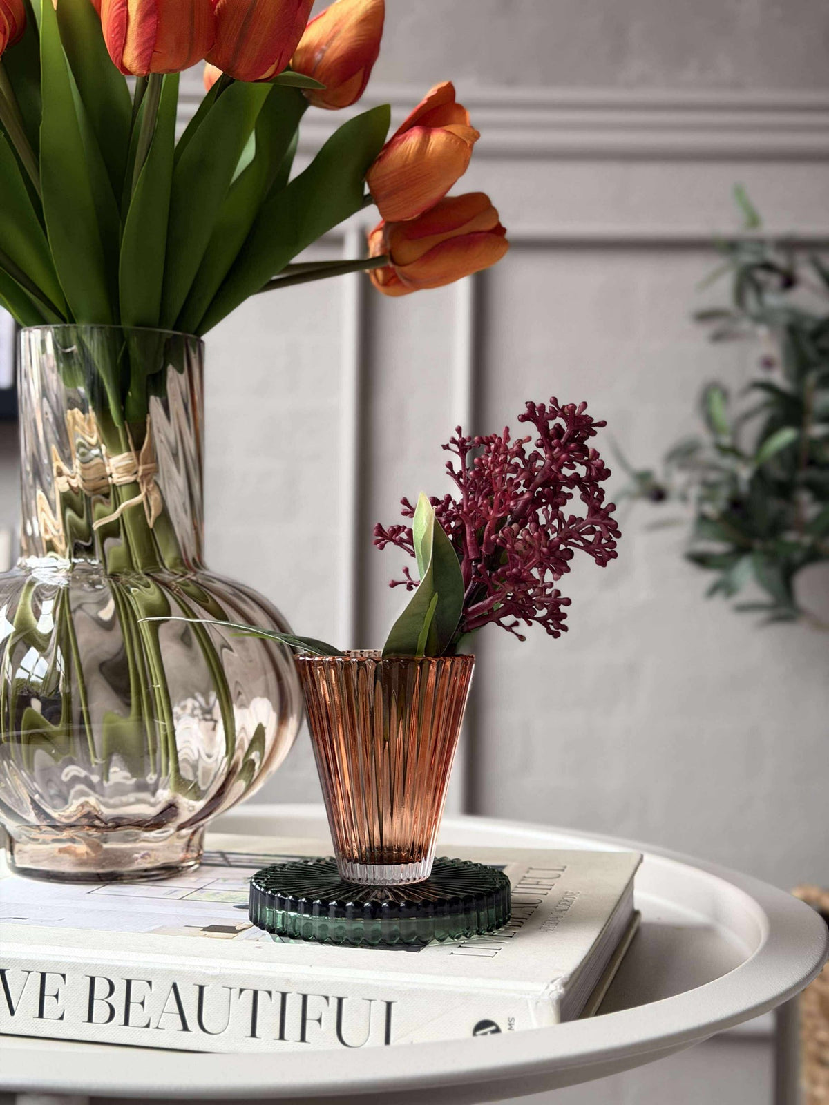 Kandelaar Glas - Amber/Groen