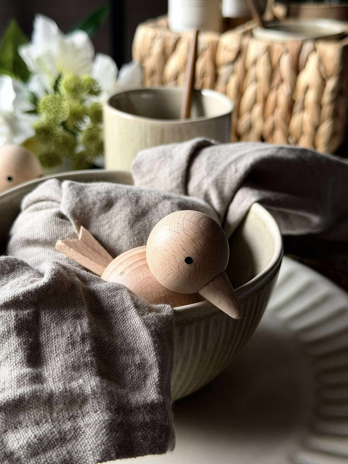 Zittende Vogel - Natuurlijk Beukenhout Klein