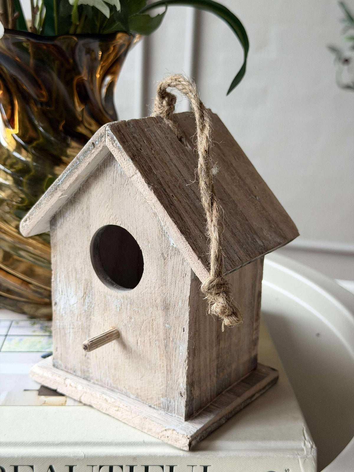 Vogelhuisje van hout - Lichtgrijs