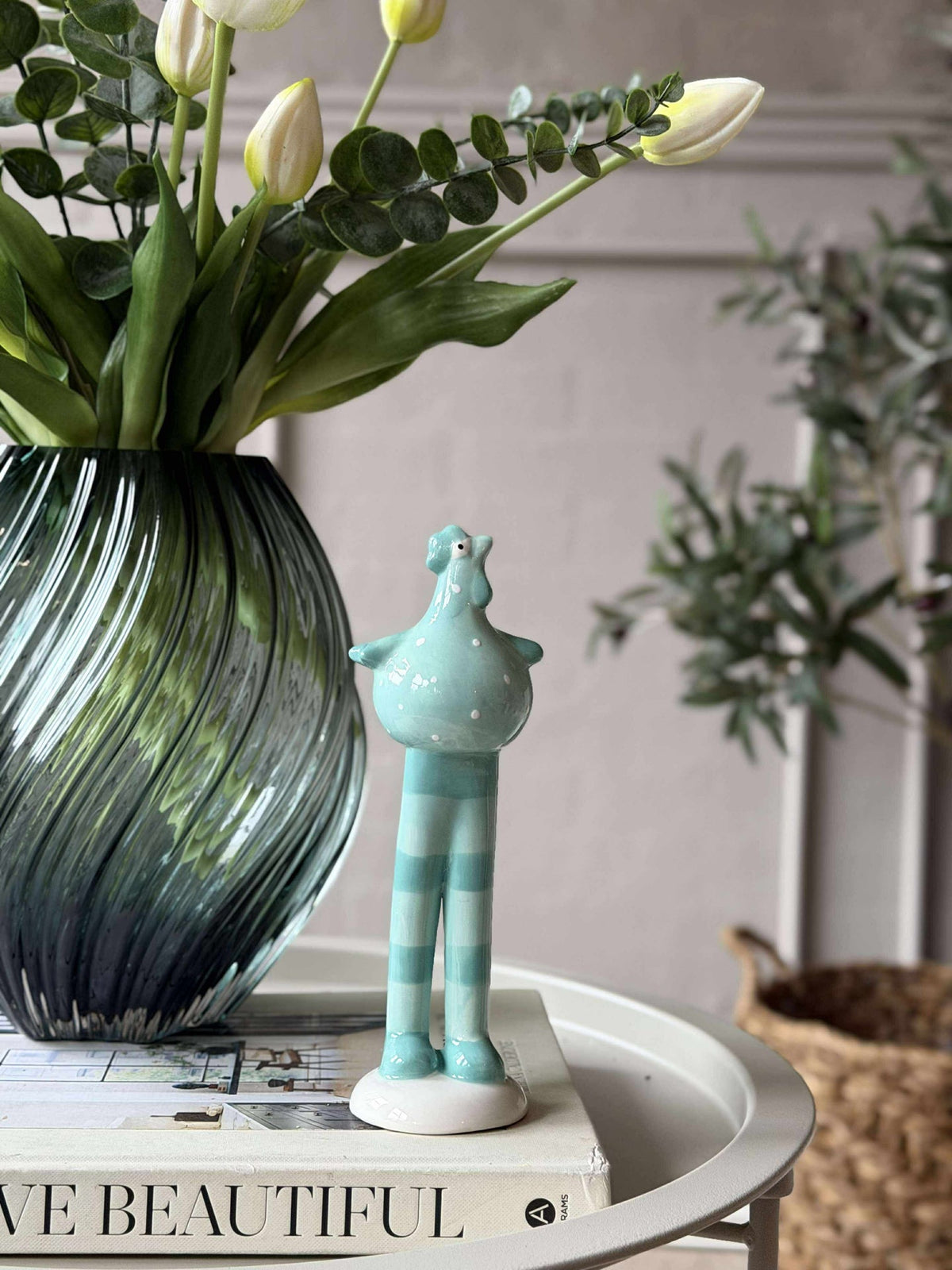 Kip met lange benen - Blauw