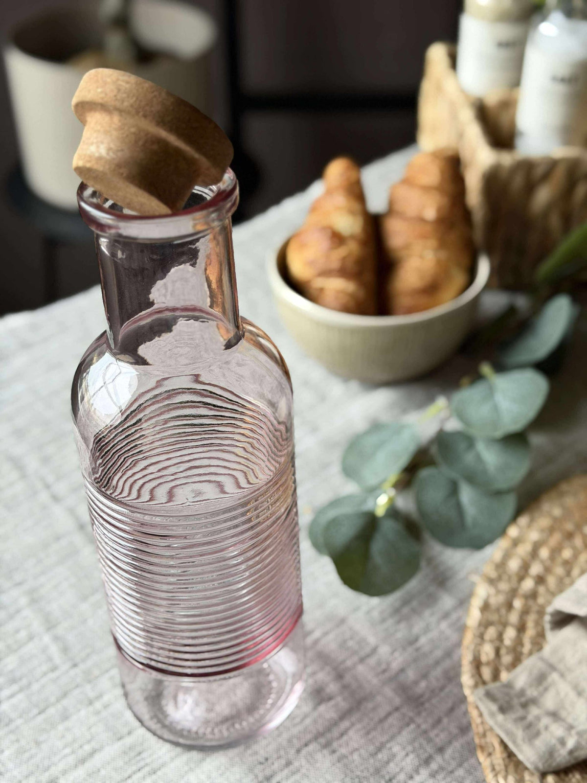 Waterfles met kurkstop – Roze 1 ltr.