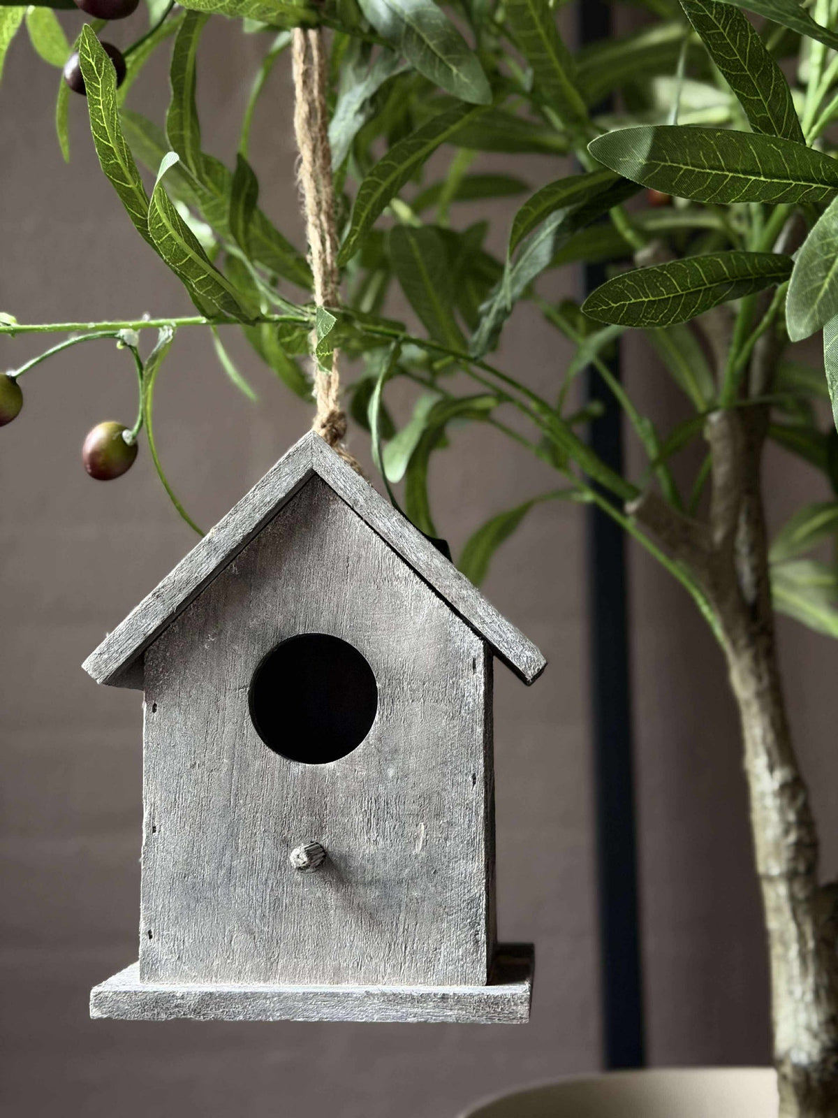 Houten vogelhuis - Grijs