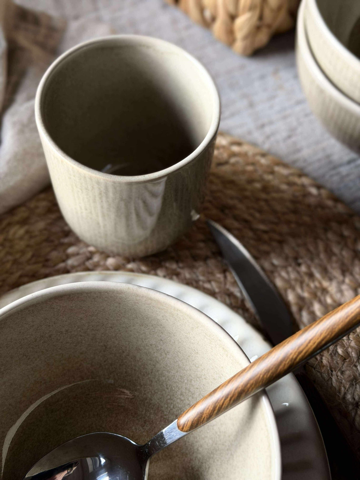 Kom Lydia keramiek - Set van 4 stuks Beige