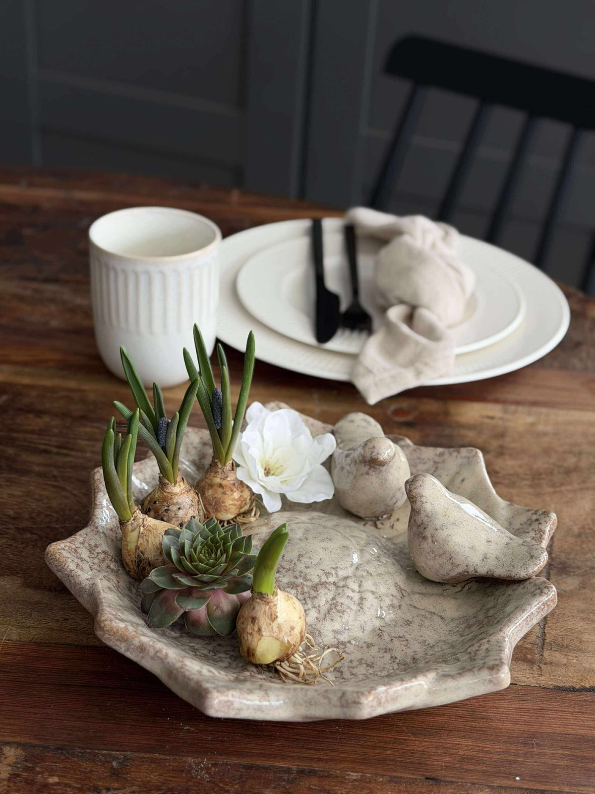 Schaal met vogels – Beige