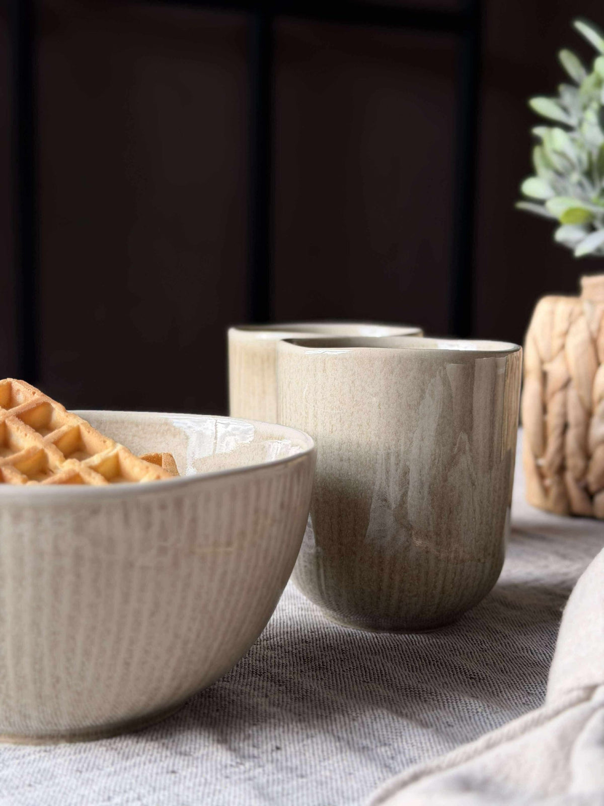 Beker Lydia keramiek - Set van 4 Beige