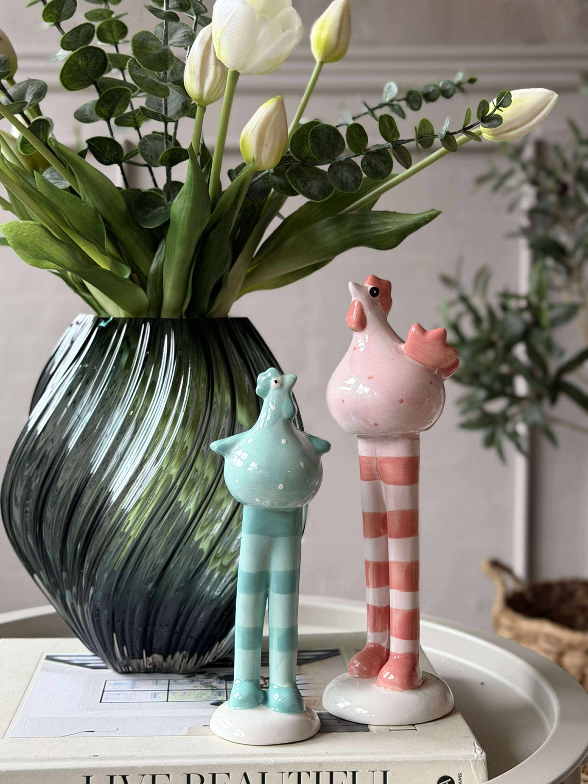Kip met lange benen - Blauw