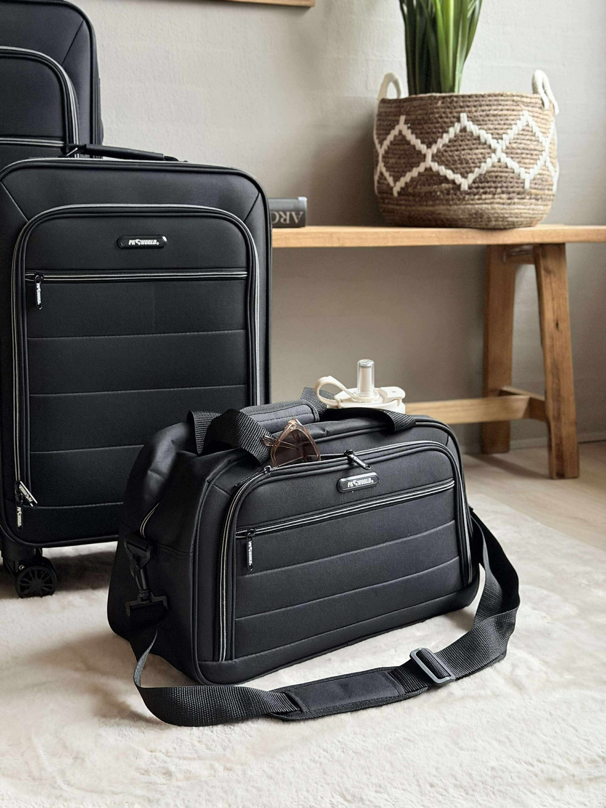 Kofferset van 3 stuks en tas voor handbagage