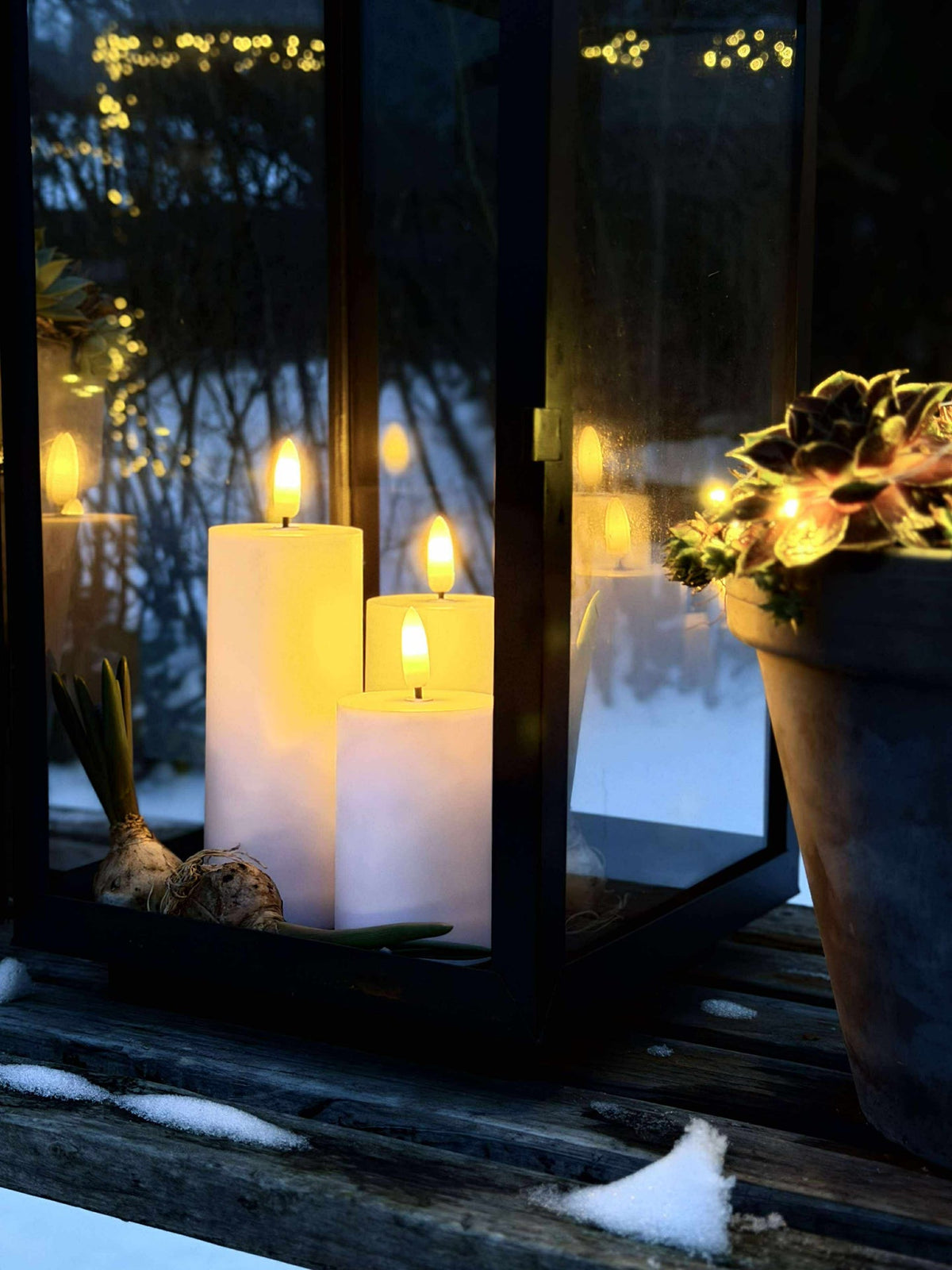 LED Outdoor Blokkaarsen Set van 3 stuks - Wit