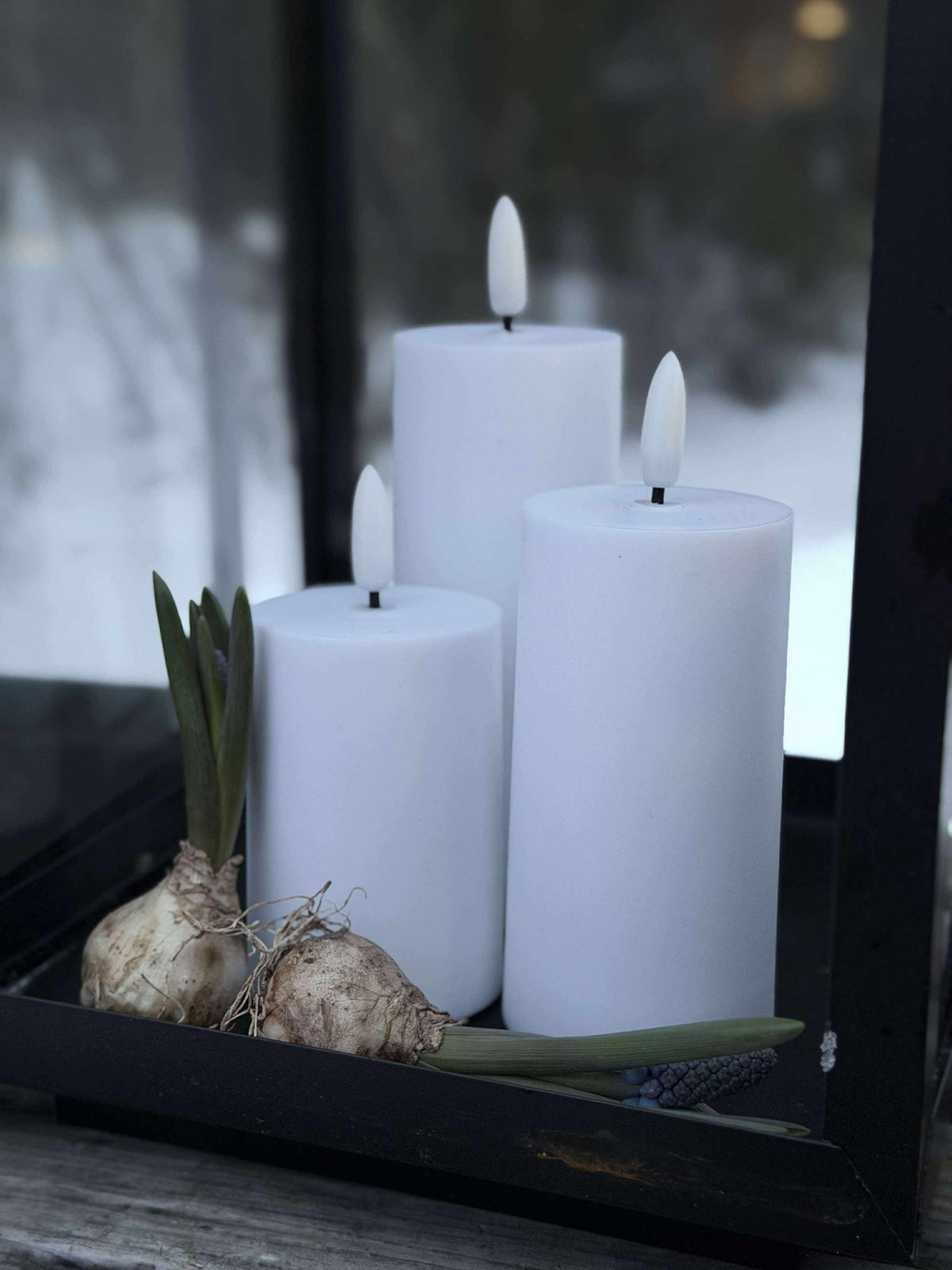 LED Outdoor Blokkaarsen Set van 3 stuks - Wit