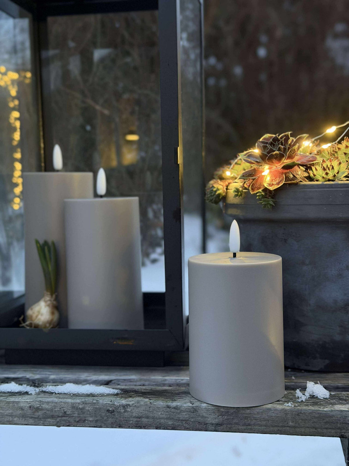 LED buitenblokkaarsen set van 3 stuks – Zand