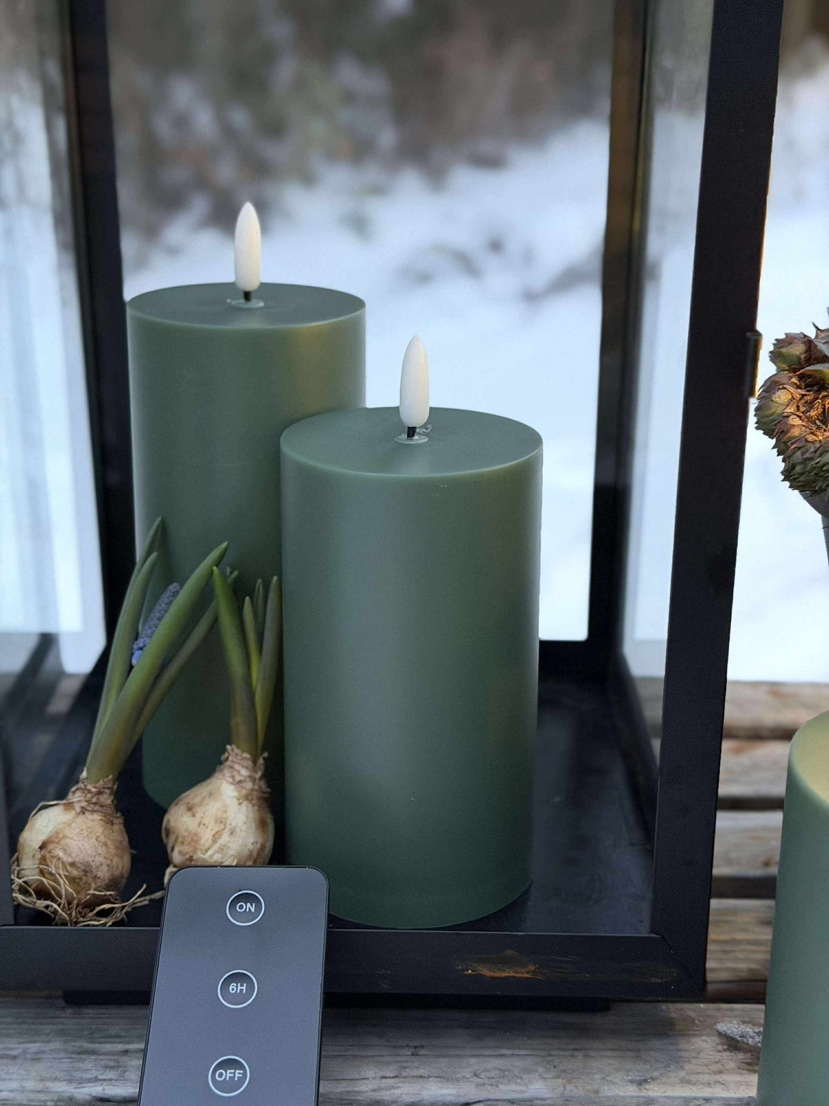 LED Buiten Stompkaarsen - Set van 3 stuks - Groen