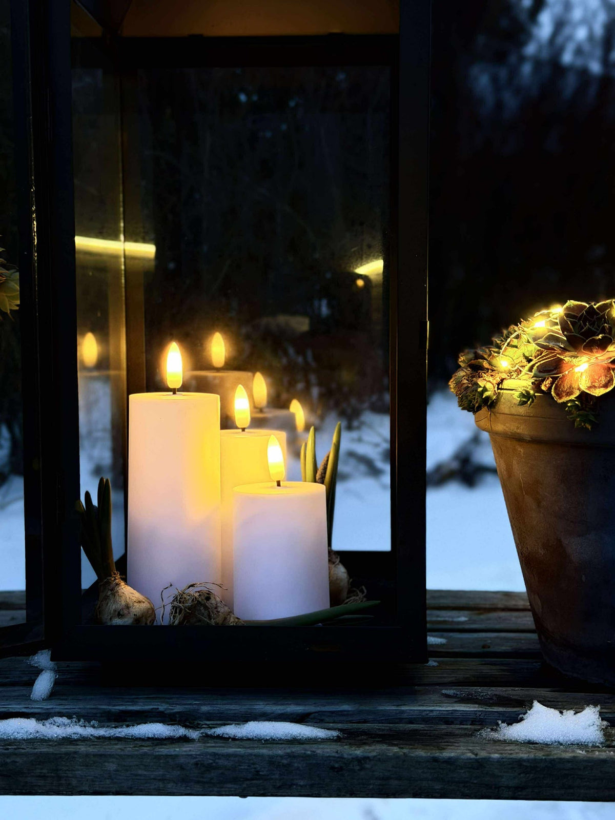 LED Outdoor Blokkaarsen Set van 3 stuks - Wit