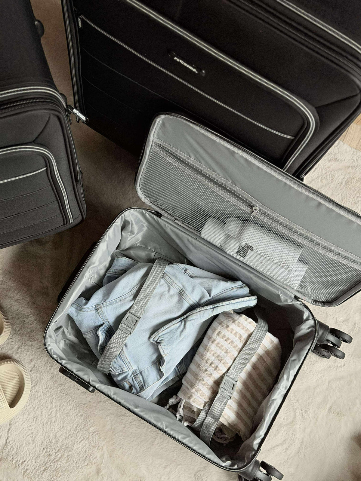 Kofferset van 3 stuks en tas voor handbagage