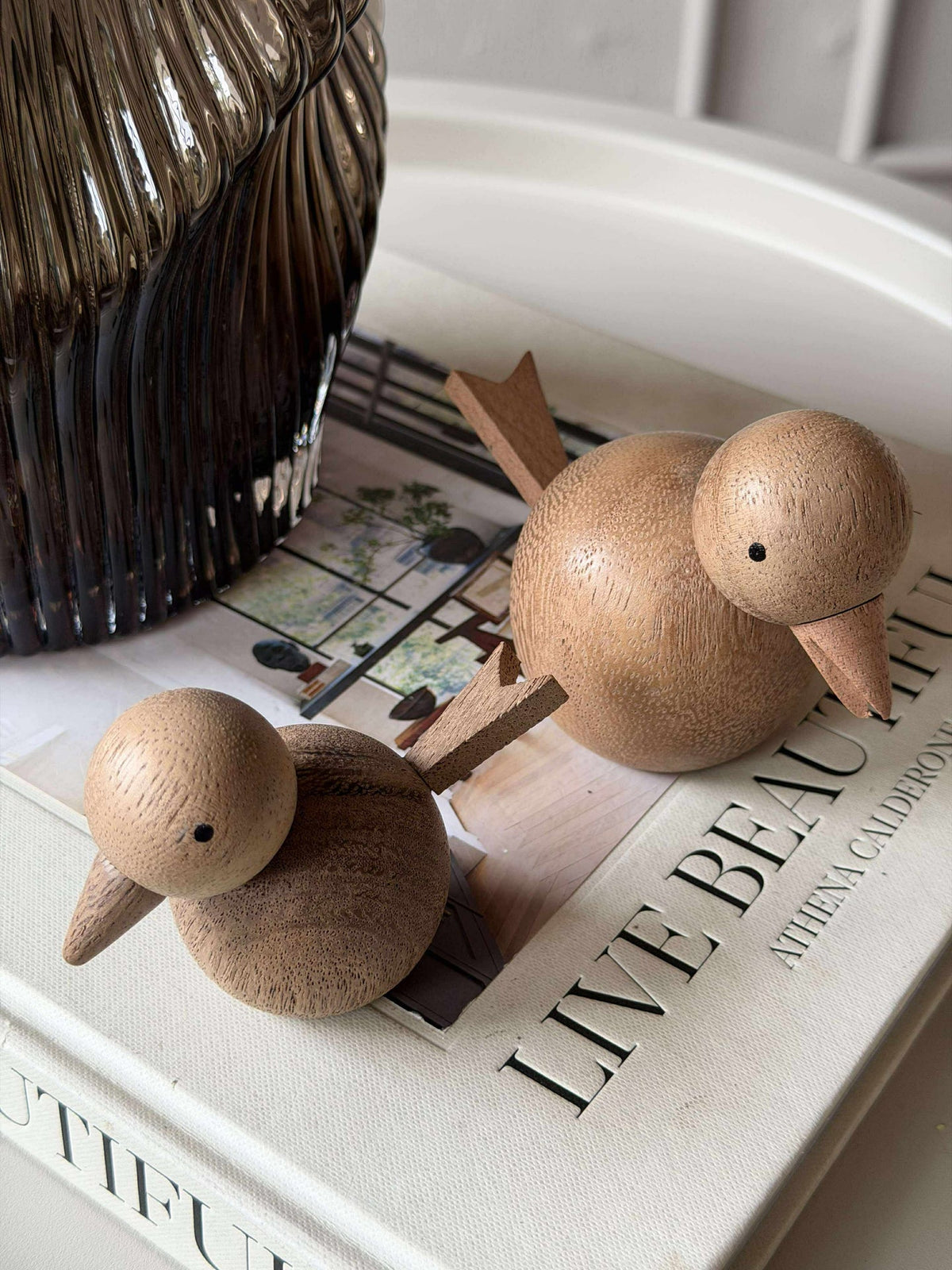 Zittende Vogel - Amberbruin Groot