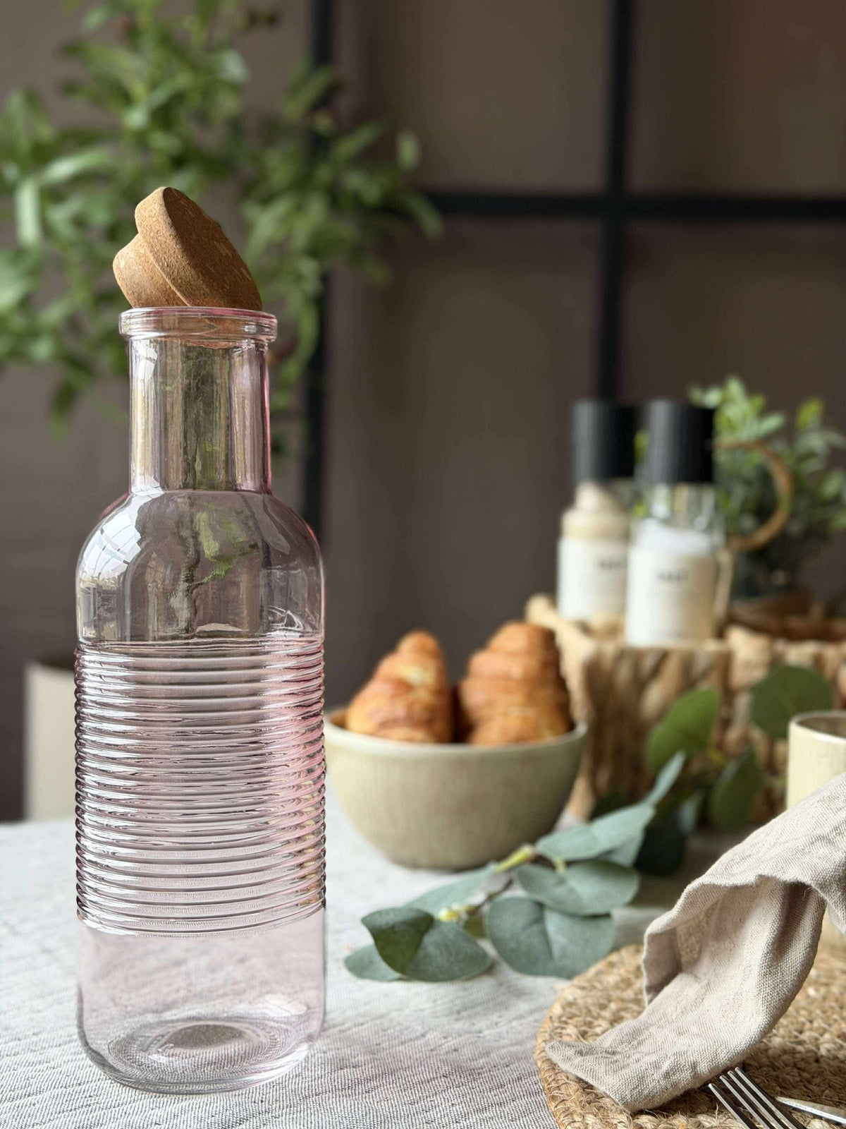 Waterfles met kurkstop – Roze 1 ltr.