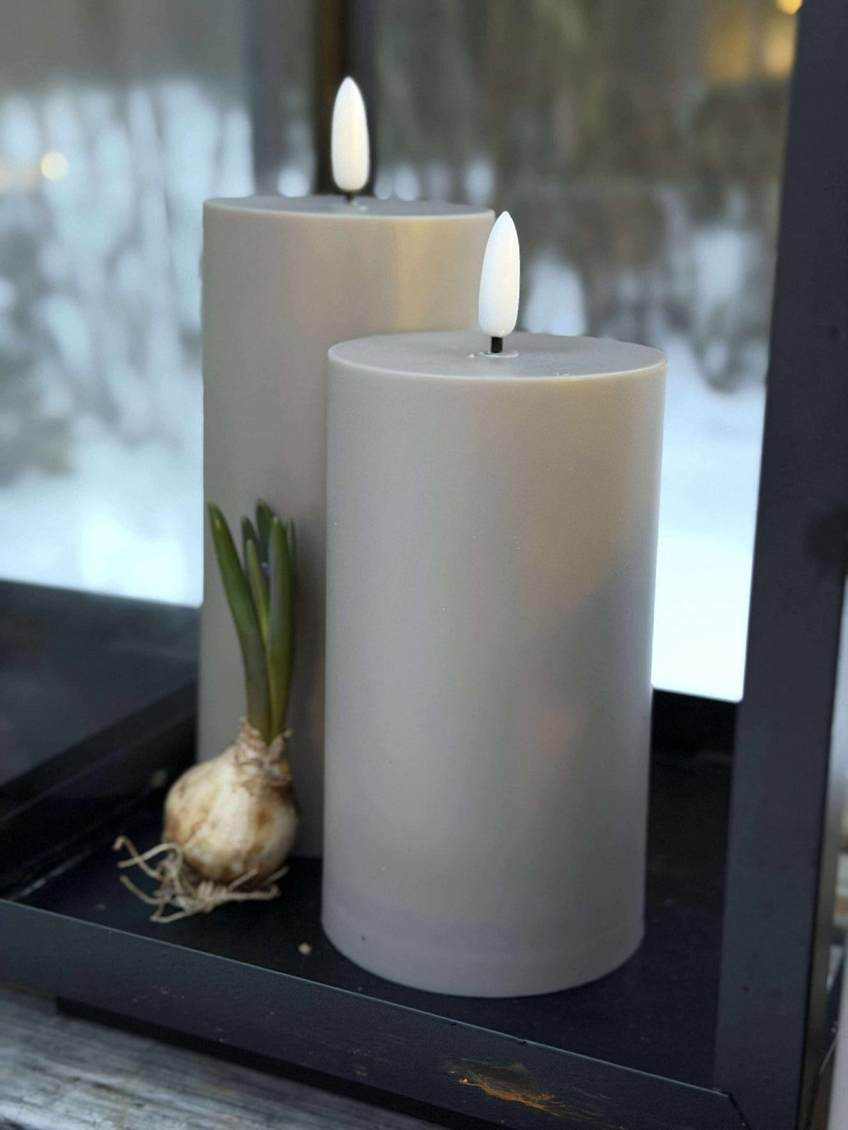LED buitenblokkaarsen set van 3 stuks – Zand