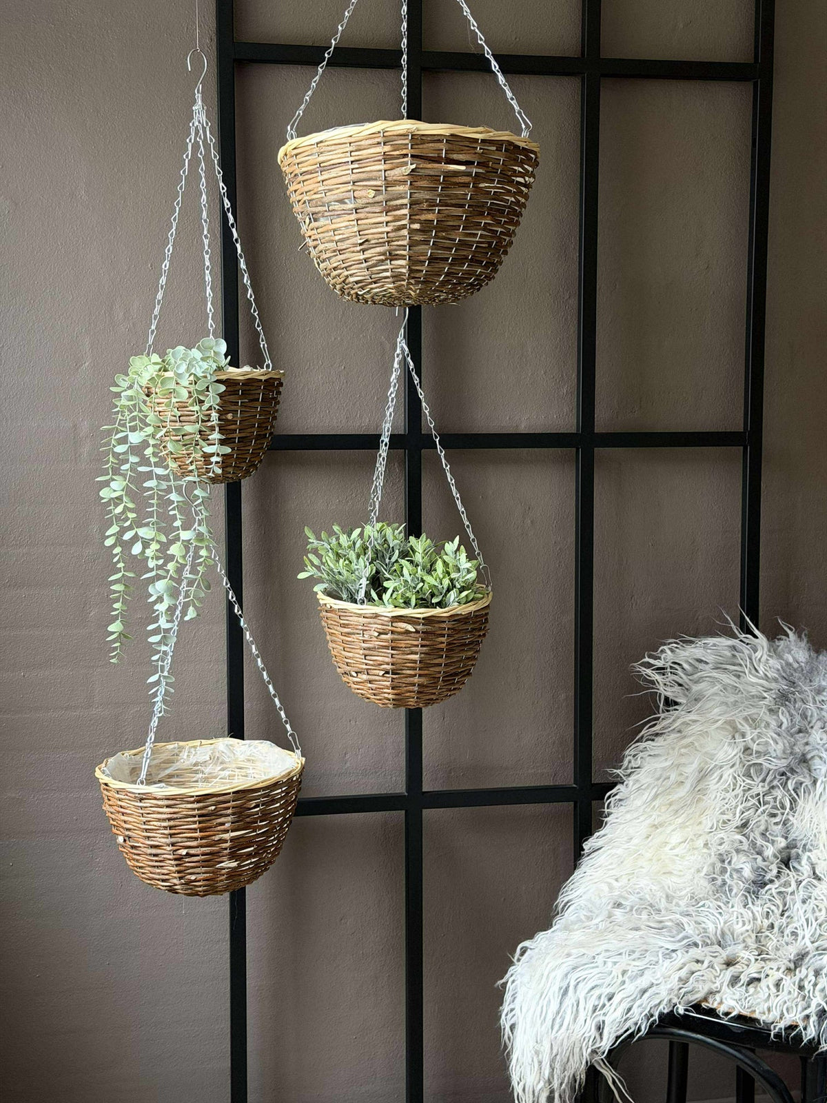 Hangpot van wilg - Set van 4 stuks
